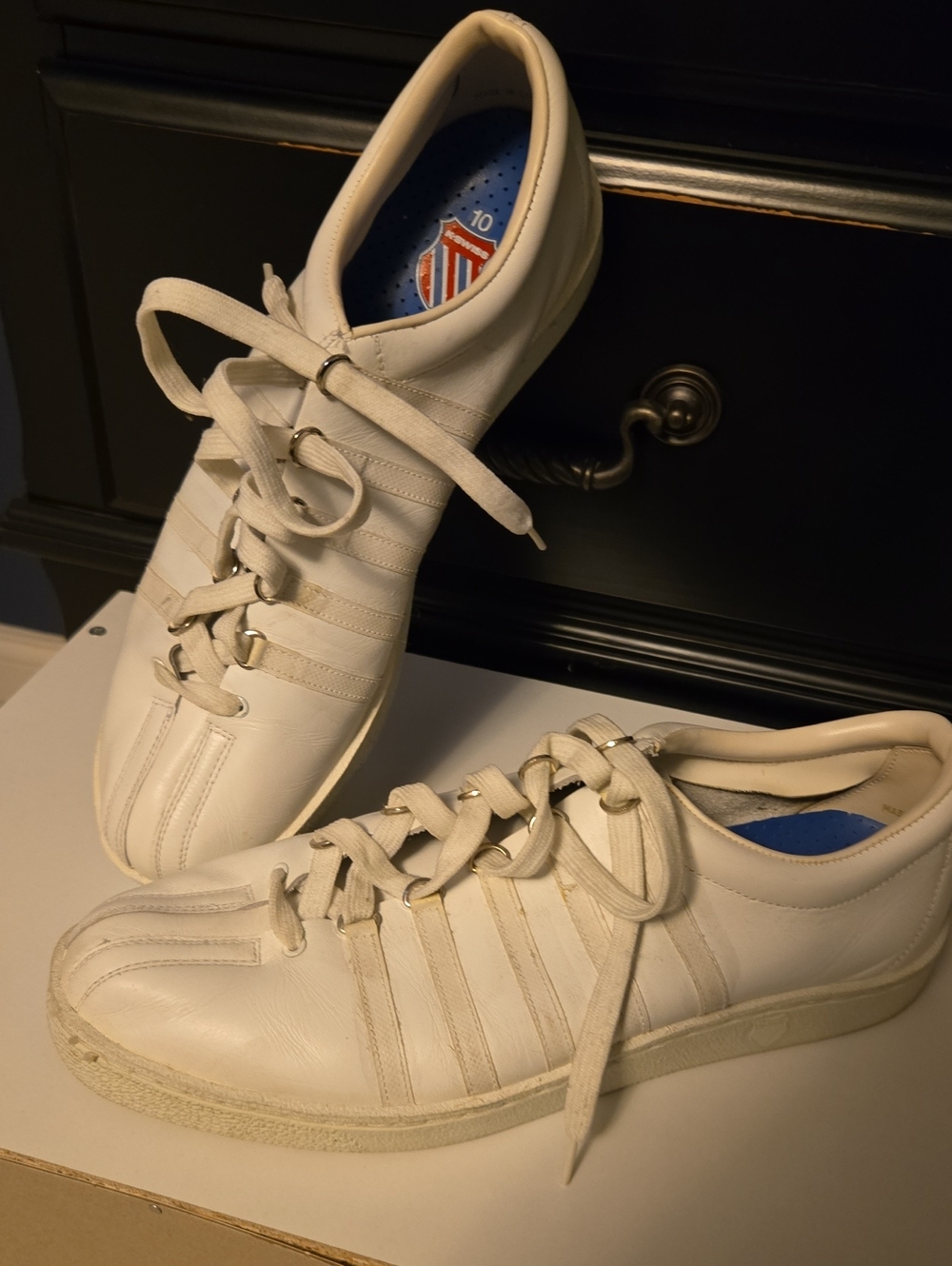 Men's K-Swiss White Leather Lace-Up Sneakers